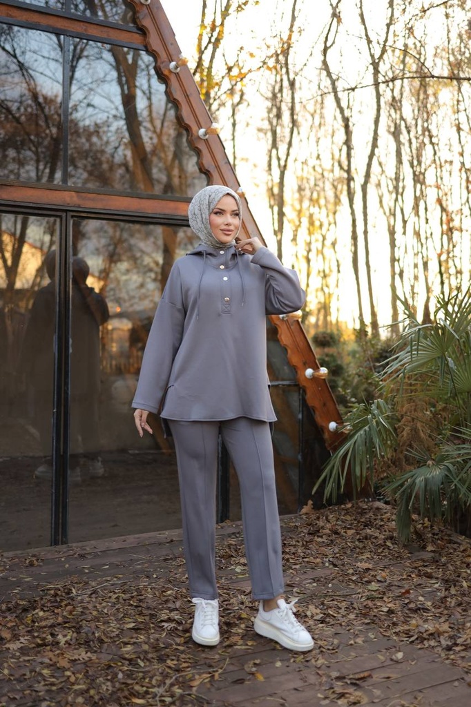 Tracksuit Set Cotton Gray