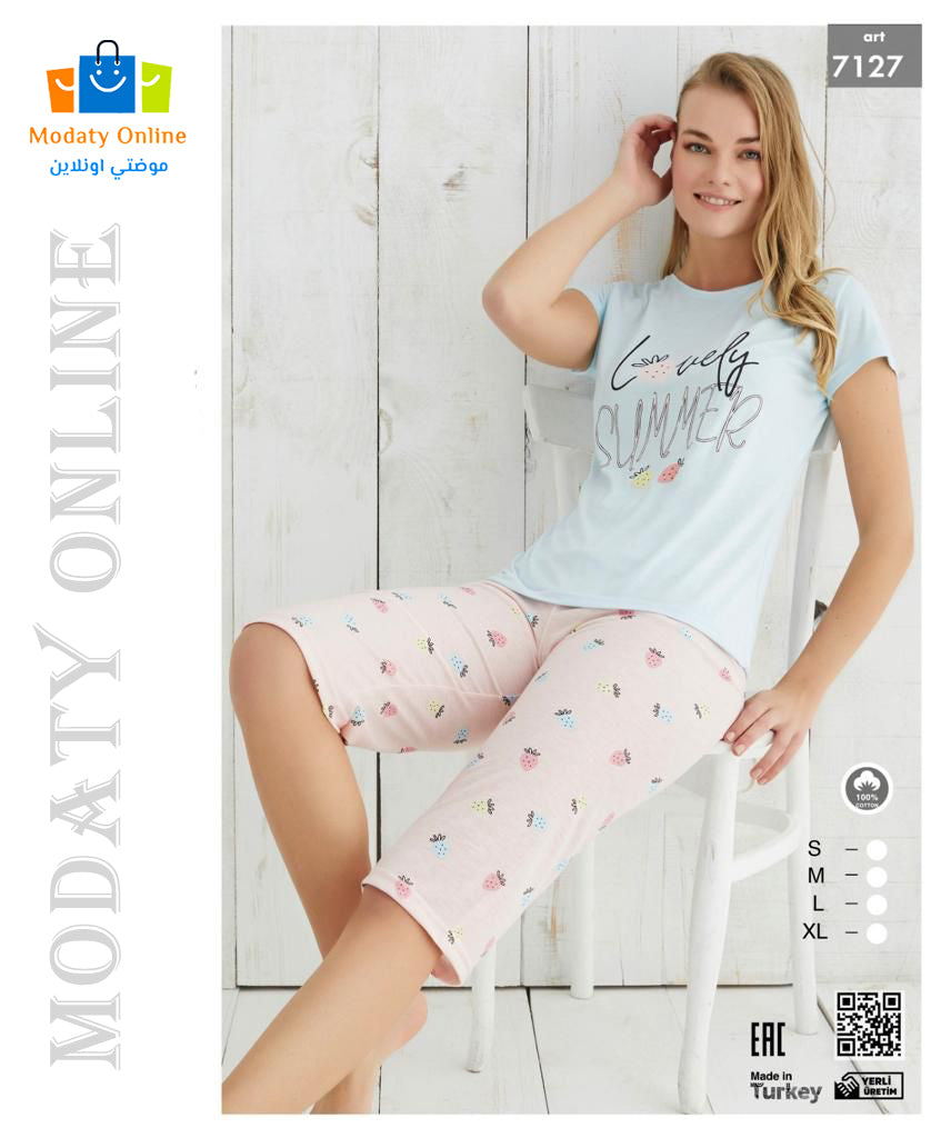 Pajamas Half Sleeves Bermuda Woman