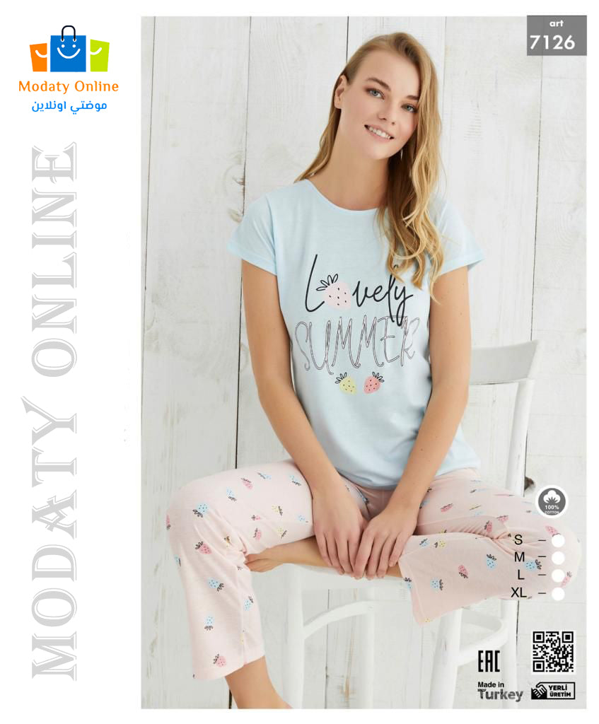 Pajamas Half Sleeves Woman Cotton